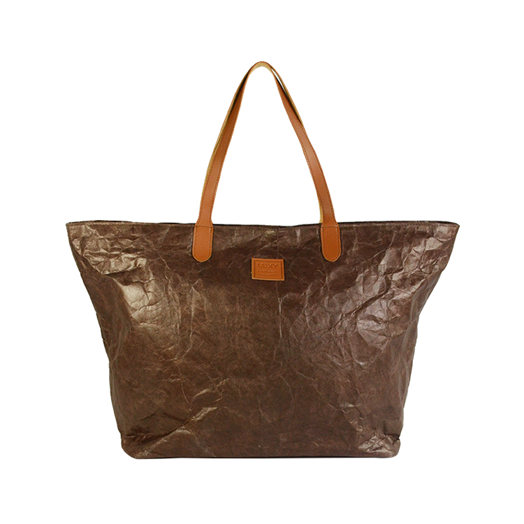 棕日韓風(fēng)雙肩背包 防水可折疊杜邦紙雙肩背包